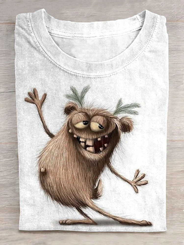 Funny Cute Monster Art Print Casual T-shirt