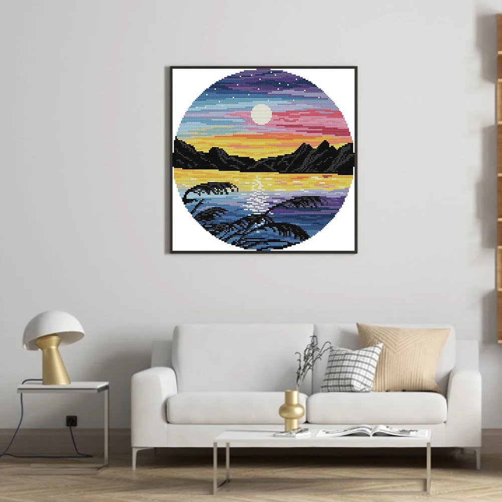 14CT Partial Printed Cross Stitch - Sunset(31*31cm)