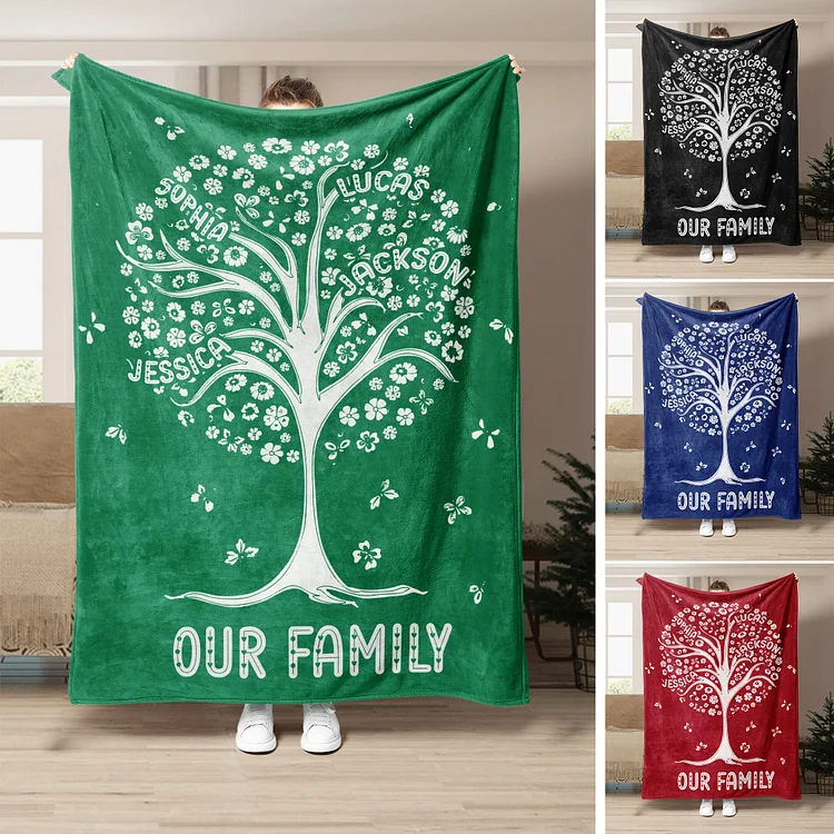 Personalized Family Blanket, Family Tree Blanket, Custom Name Blankets | BKKid370
