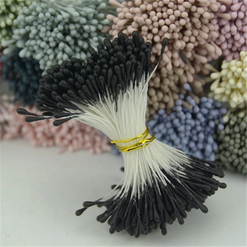 400pcs 1mm Retro Matte Double Heads Mini Flower Stamen Pistil Wedding Decoration DIY Fake Christmas Scrapbooking Gift box craft