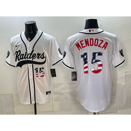 Youth Las Vegas Raiders #15 Fernando Mendoza White Vapor Limited Baseball Jersey KJAS