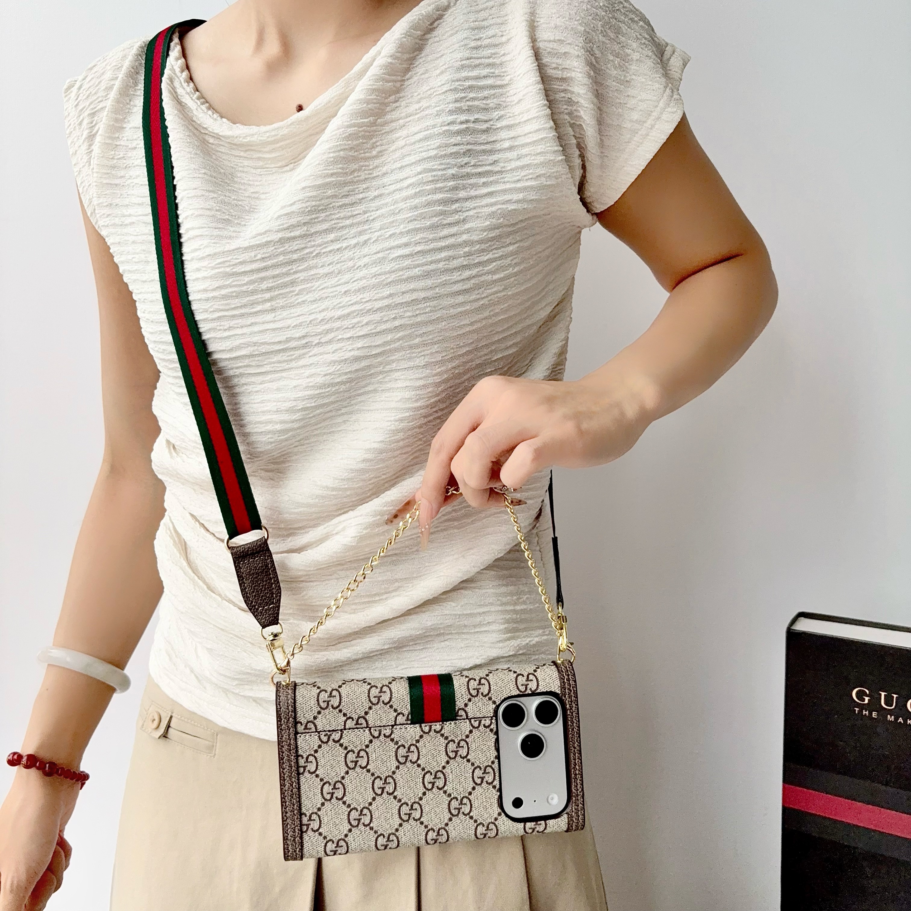 Gucci GG Crossbody Phone Bag | Luxury Long Web Strap Wallet Case for Your Daily OOTD
