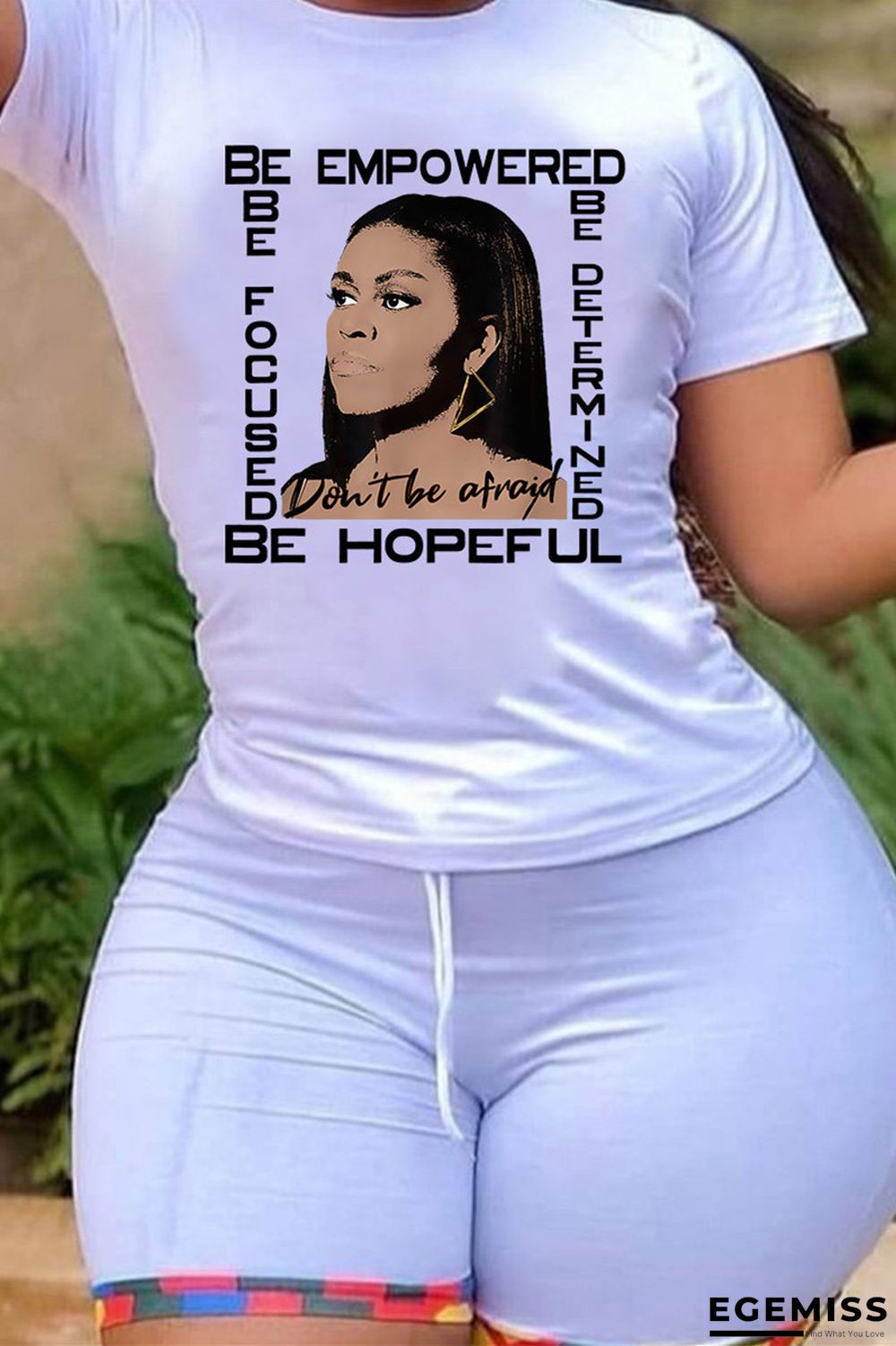 Apricot Fashion Casual Print Basic O Neck T-Shirts | EGEMISS