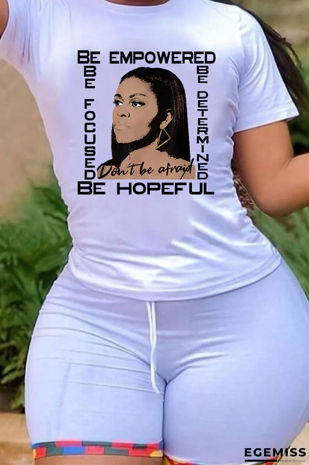 Apricot Fashion Casual Print Basic O Neck T-Shirts | EGEMISS