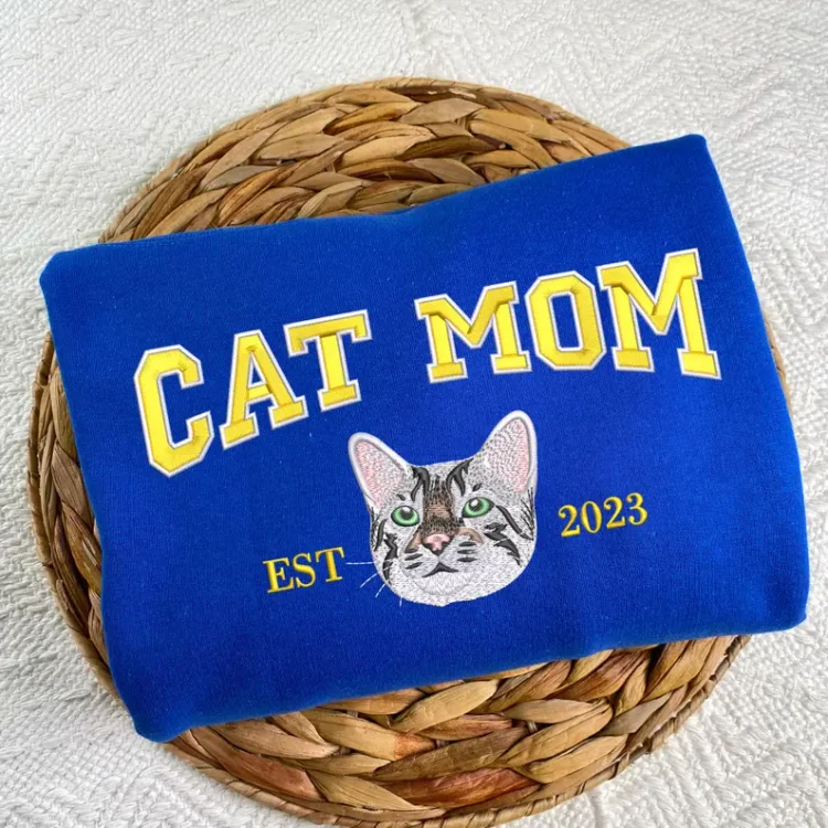 TOSCUSTOM™ Cat Dad Embroidered Custom Hoodie with Cat Portrait and Name