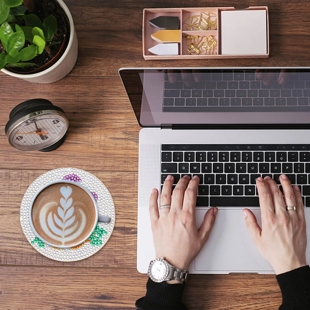 6pcs DIY Diamond with Rack Halloween Drink Cup Pad for Home Office Decor