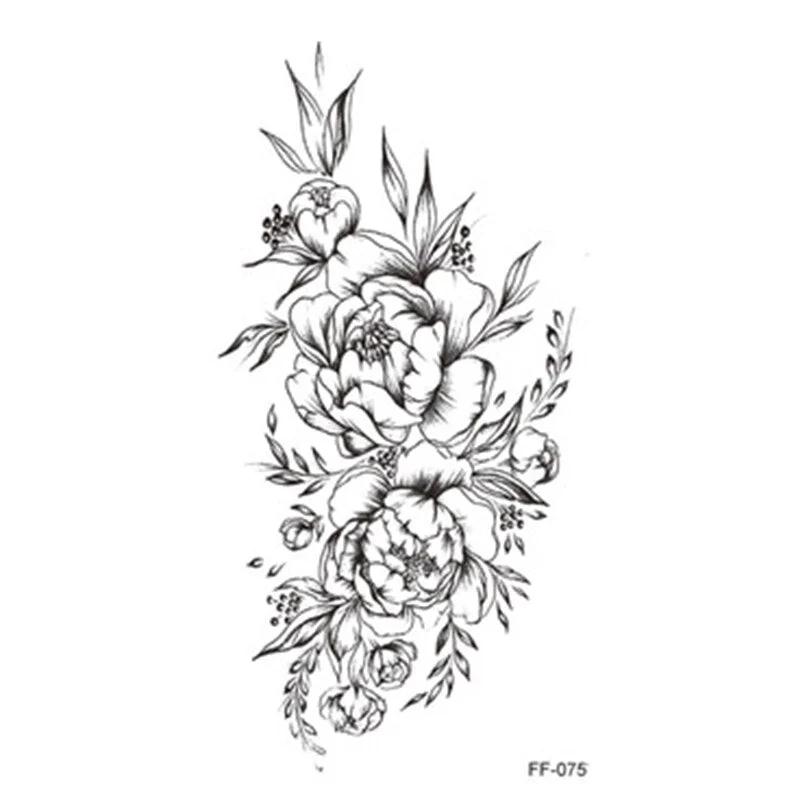 1 Pcs Women Body Chest Art Temporary Tattoo Sticker Big Large Fake Tattoo Sticker Purple Rose Flower Girl Waist Bracelet Tattoos