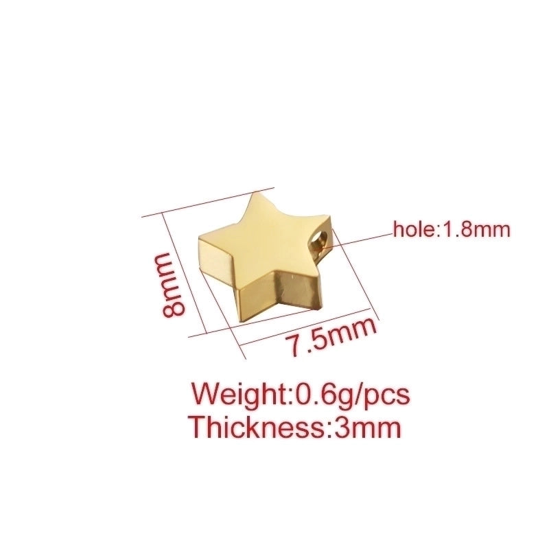 1 Piece Stainless Steel None 18K Gold Plated Pentagram Beads