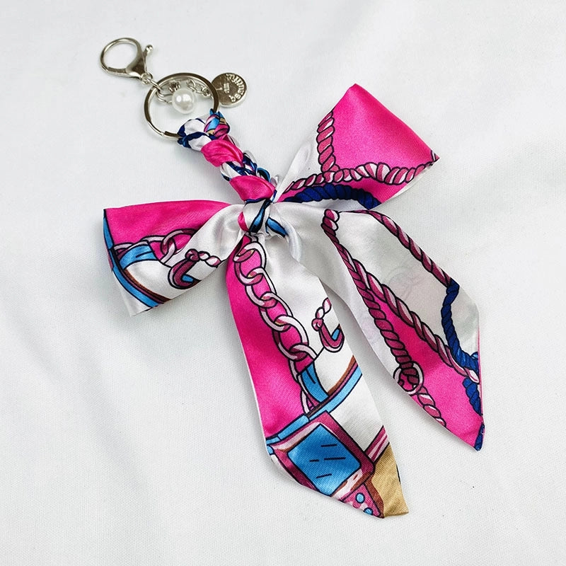 Sweet Minimalist Bow Knot Cloth Metal Unisex Bag Pendant Keychain