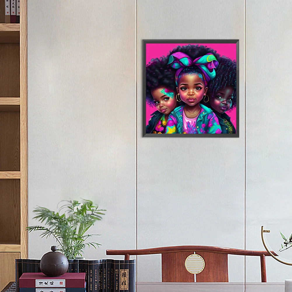 Diamond Painting - Full Round Drill - Black Girl(Canvas|30*30cm)