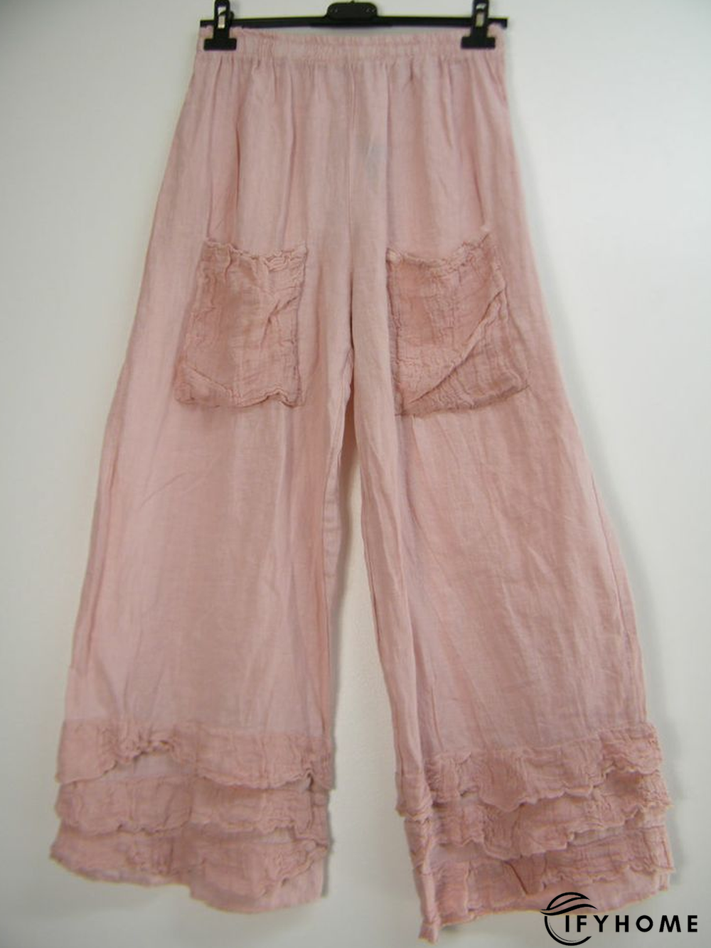 Casual Ruffled Pockets Cotton-Blend Pants | IFYHOME