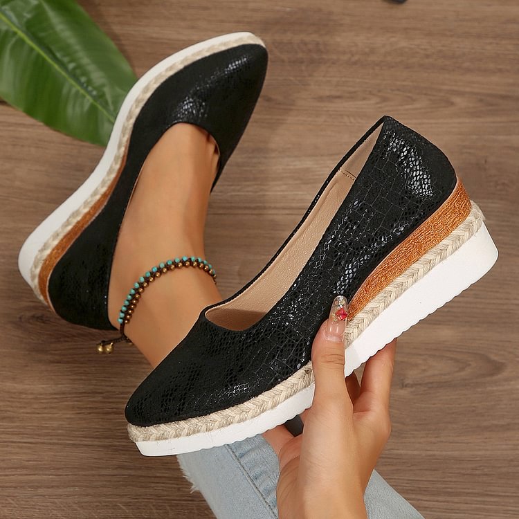 Women's Elegant Chunky Wedge Loafers