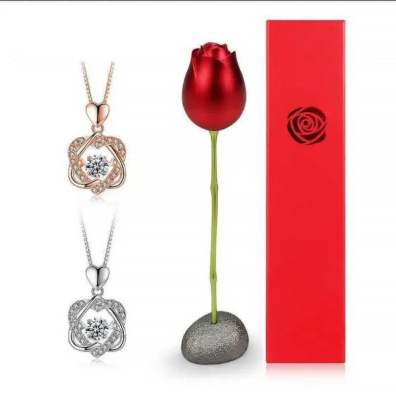 Meladen™ Herz Halskette Set mit Rose
