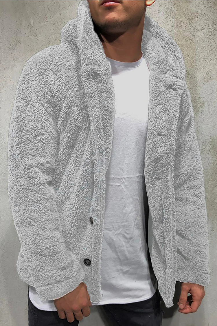 Casual Faux-Fur Button Long Sleeve Hooded Jacket
