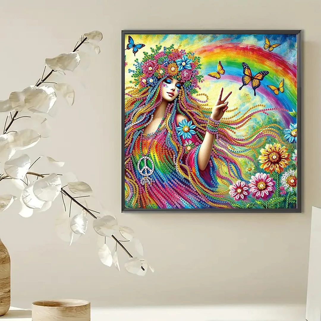 Diamond Painting - Partial Special Shaped Drill - Flower Hippie(Canvas|30x30cm)