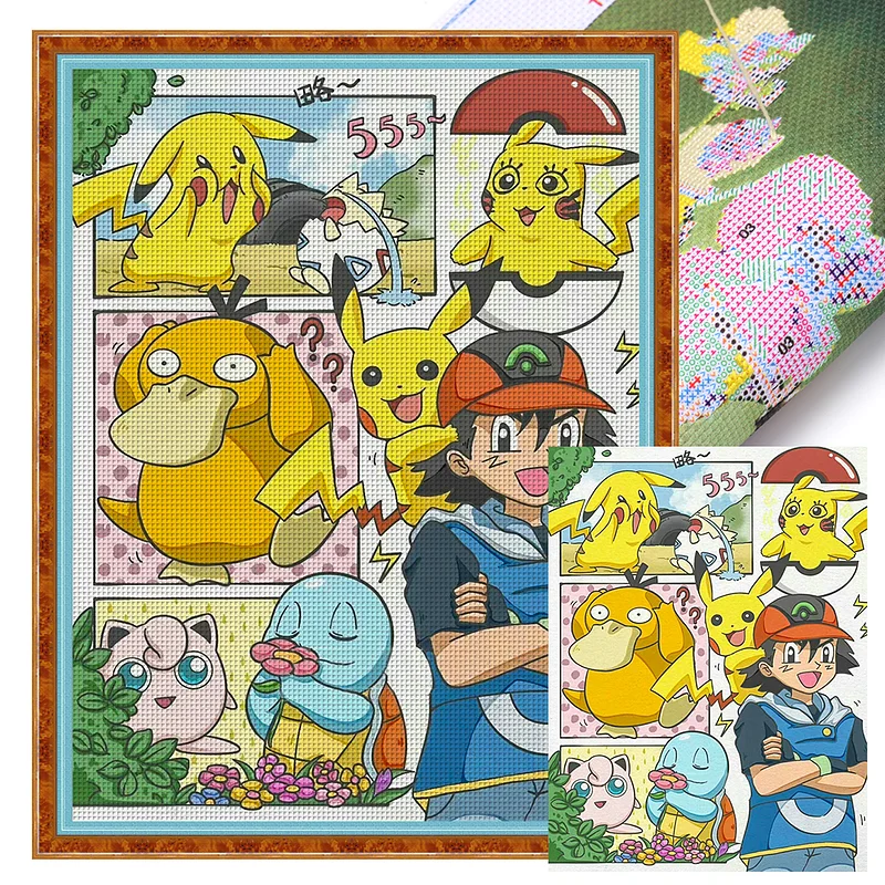 Pokemon blue game cs1100-0, counted cross stitch pattern kit and pdf