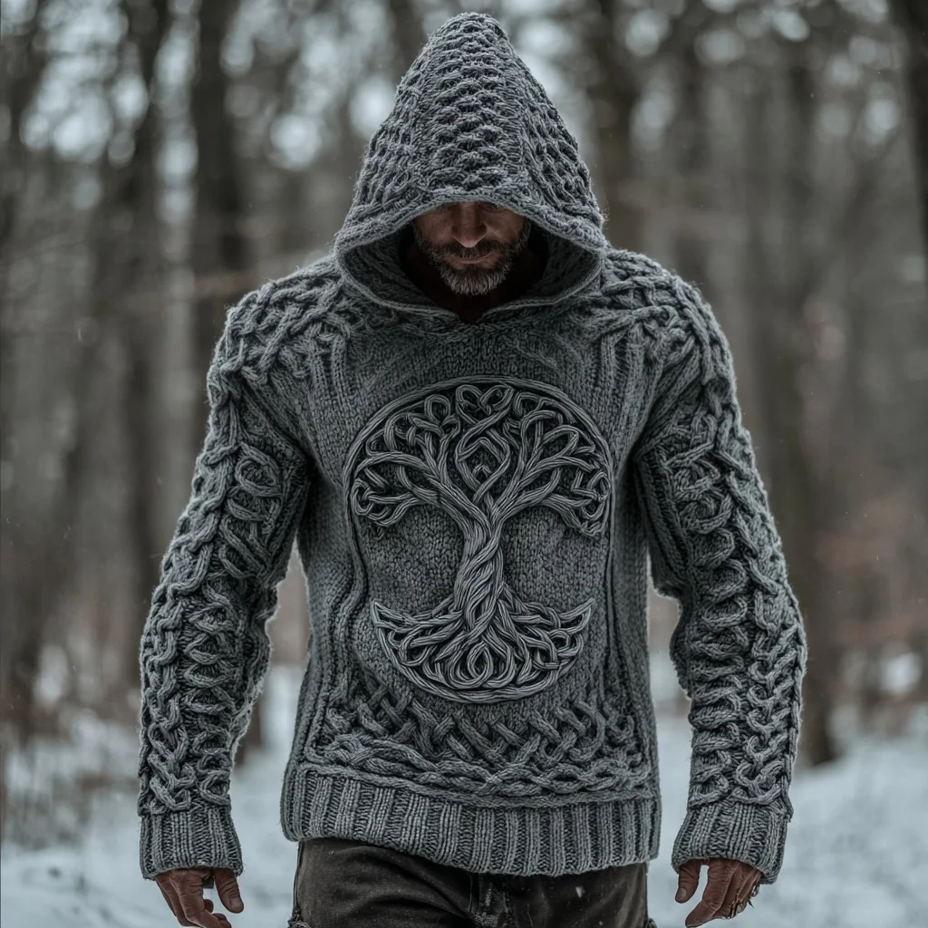 Men's Viking Tree Of Life Celtic Cozy Hooded Sweater