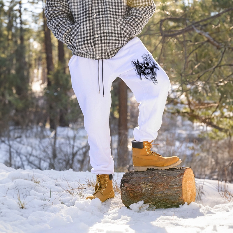 SKULL WITH OK PATTERN GRAPHIC PRINT JOGGERS
