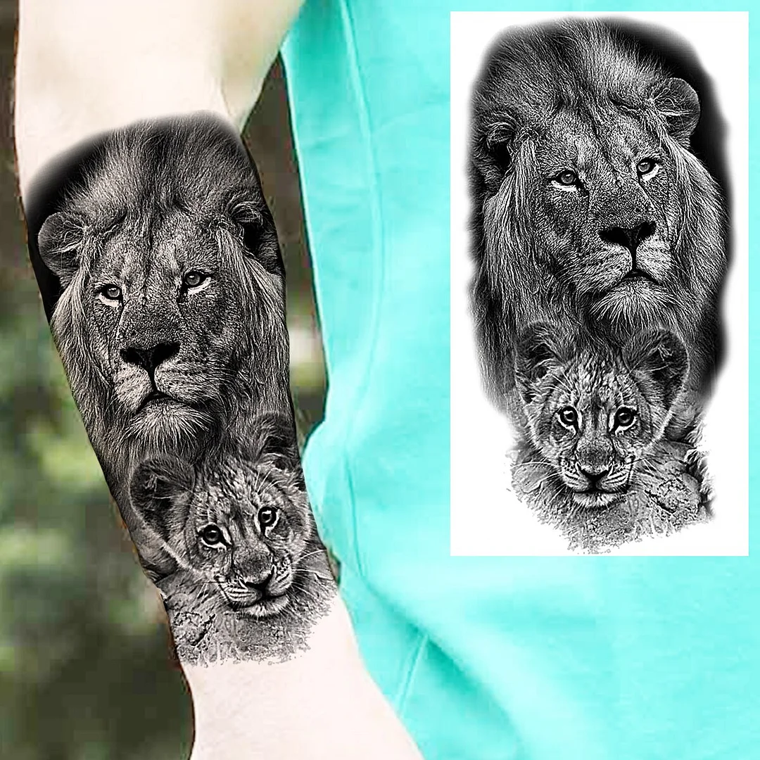 Sdrawing Praying Cross Temporary Tattoos For Men Adults Realistic Wolf Tiger Compass Skull Fake Tattoo Sticker Forearm Tatoos Arm