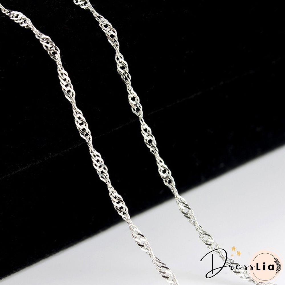 New Arrival 925 Sterling Silver 2MM Men Women Water Wave Chain Necklace (DIY Necklace) 16"-30"