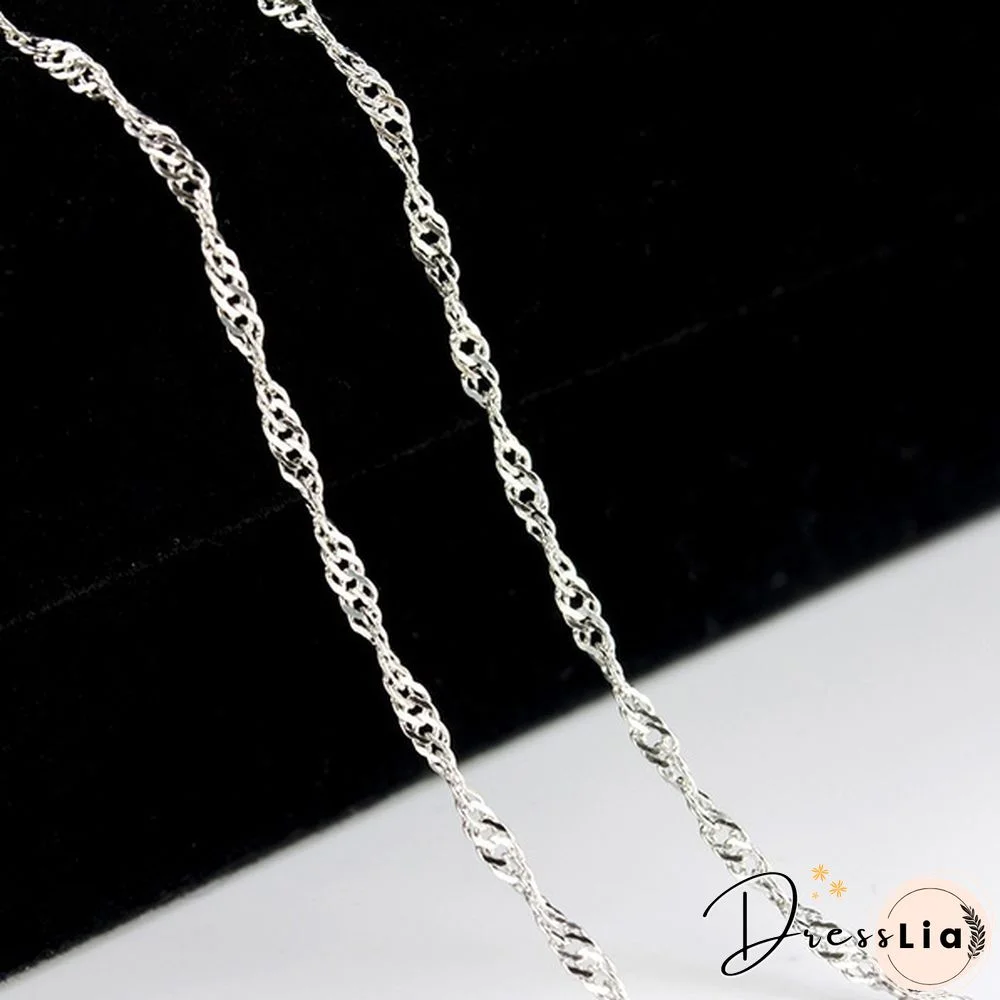 New Arrival 925 Sterling Silver 2MM Men Women Water Wave Chain Necklace (DIY Necklace) 16"-30"