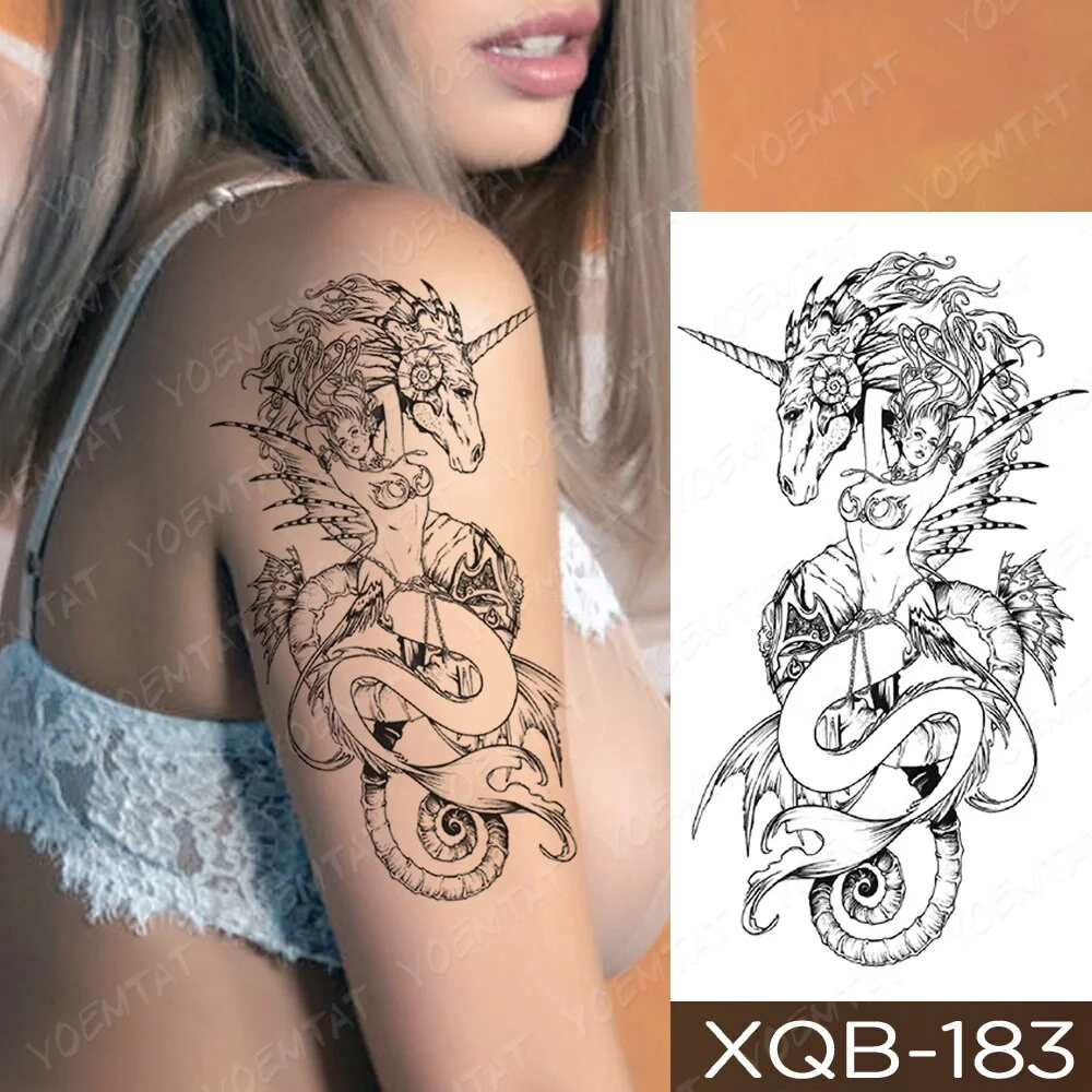 Waterproof Temporary Tattoo Sticker Butterfly Lily Fairy Bird Tattoos Mermaid Girl Body Art Arm Fake Sleeve Tatoo Women Men
