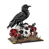 Gothic Floral Flower Model Set Eye-Catching Table Centerpiece Horror Skeleton Bouquet Building Set for Adults Kids Holiday Birthday Gift (Crow)