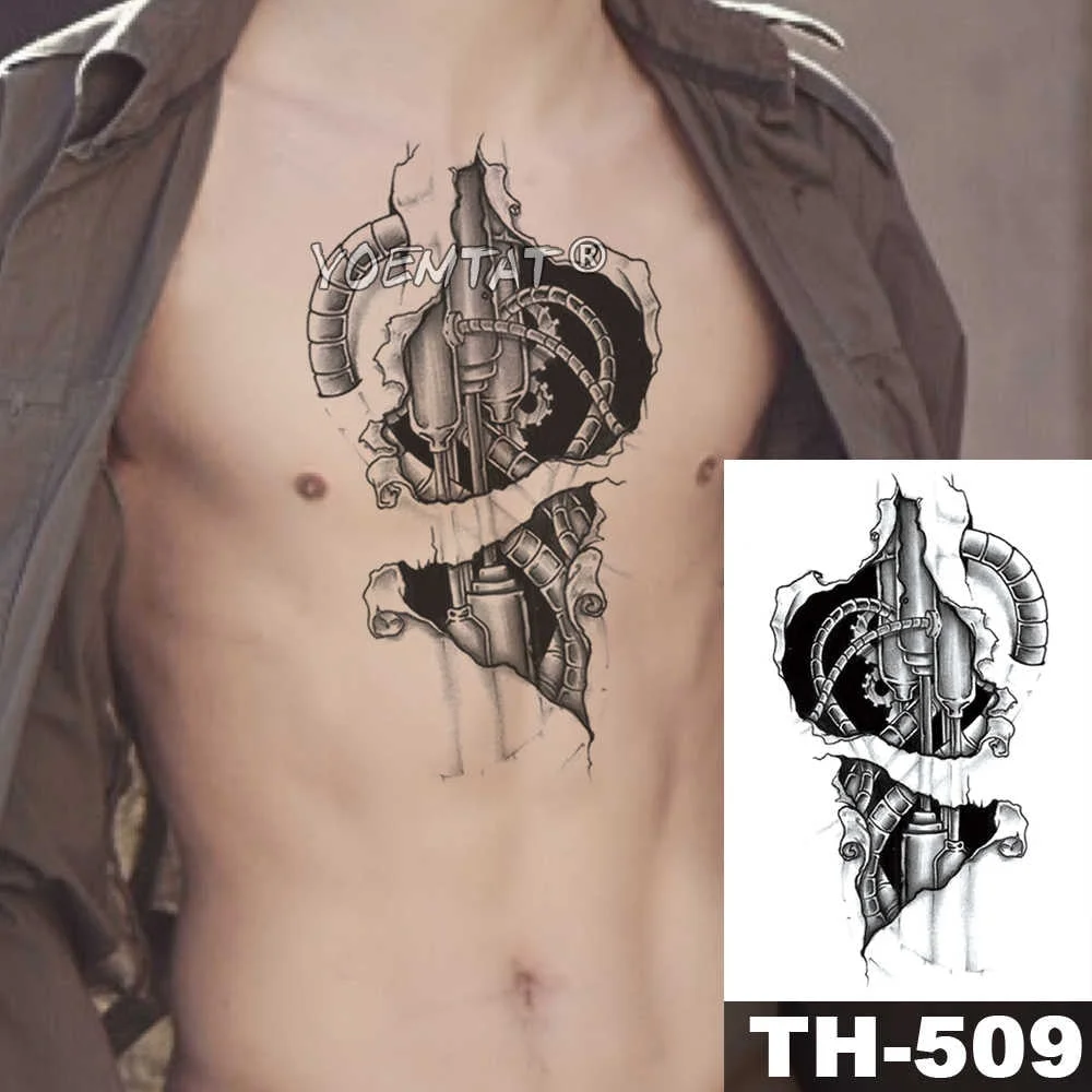 3D Robot Temporary Tattoo Sticker Bionic Waterproof Tatto Warrior Soldier Body Art Mechanical Gear Arm Fake Tatoo Men Women