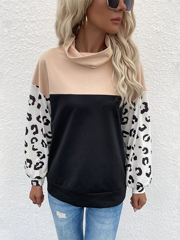 Women Long Sleeve Stand-up Collar Printed Stitching Women Coats