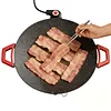 Smokeless Electric BBQ Grill Baking Trays with Handles Removable Grilling Plate 12/14/16in Round Nonstick Cooking Griddle Pan for Steaks Burgers Pancakes