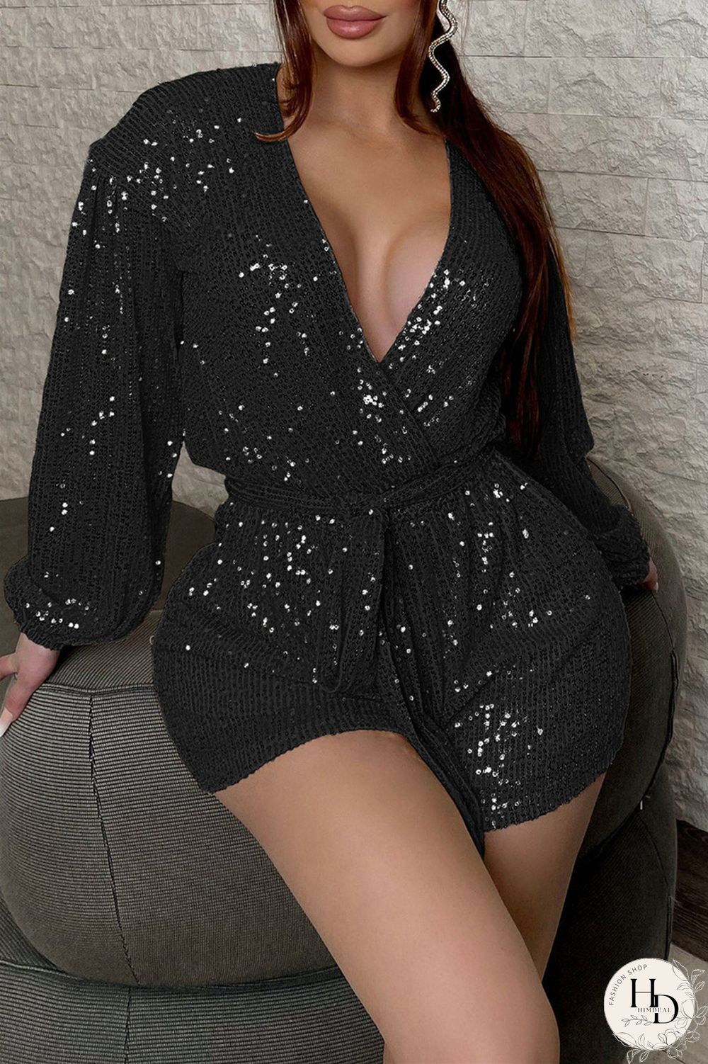 Silver White Casual Patchwork Sequins Frenulum V Neck Regular Romper