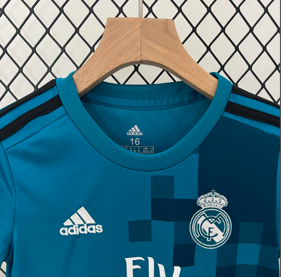 2017-2018 Retro Real Madrid Third Away Kids Kit Football Shirt Thai Quality