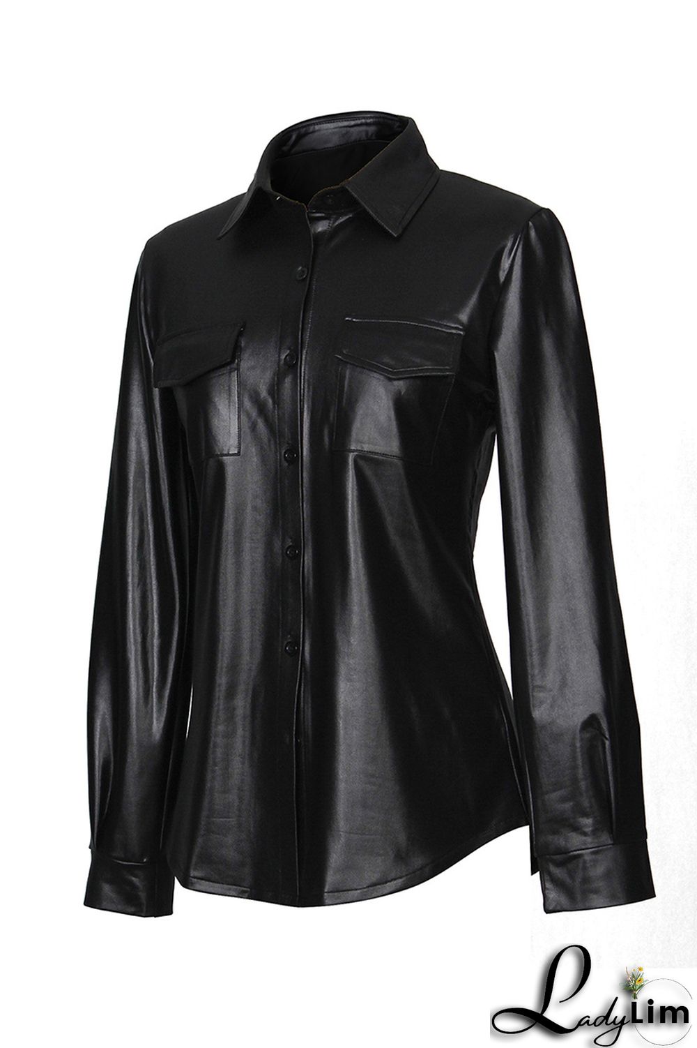 Red Fashion Casual Solid Basic Turndown Collar Tops