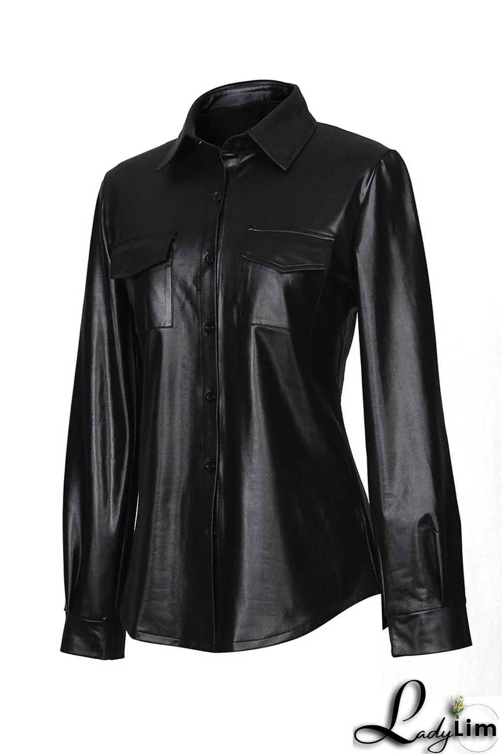 Red Fashion Casual Solid Basic Turndown Collar Tops