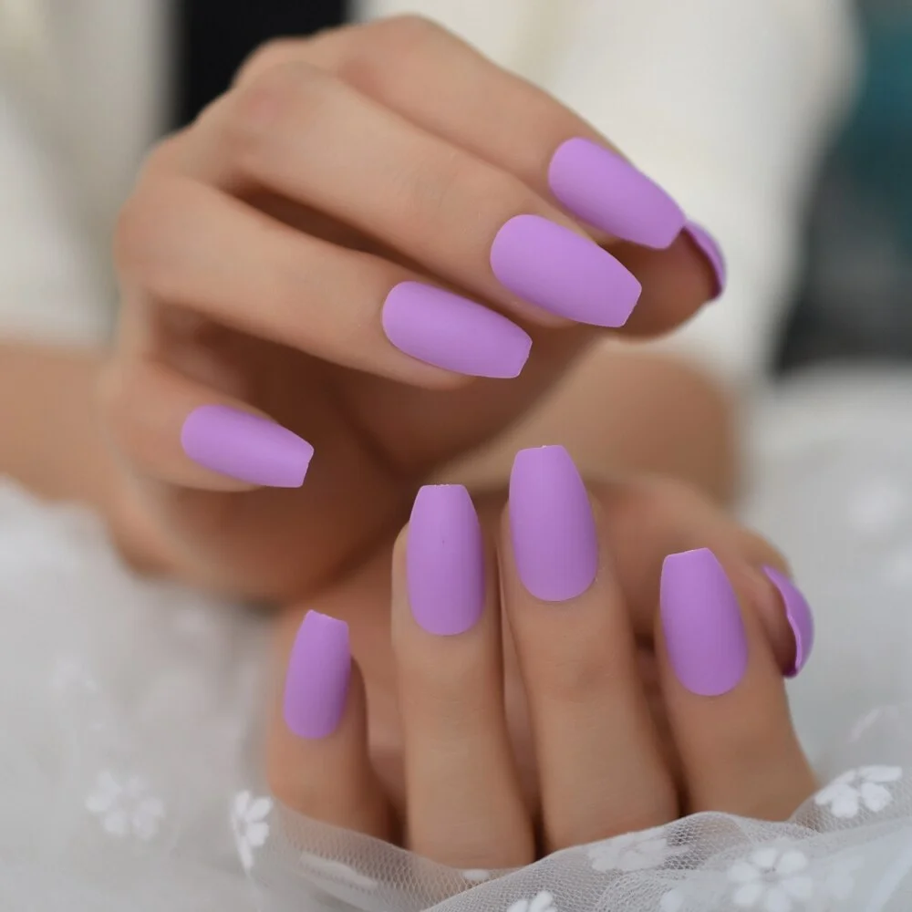 Chocolate Brown Fake Nails Matte Frost Full Nails Long Square Nail Art Decoration Tips with Glue Sticker in 10 sizes-Nail Inspo