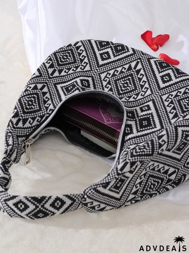 Geometric Graphic Baguette Bag