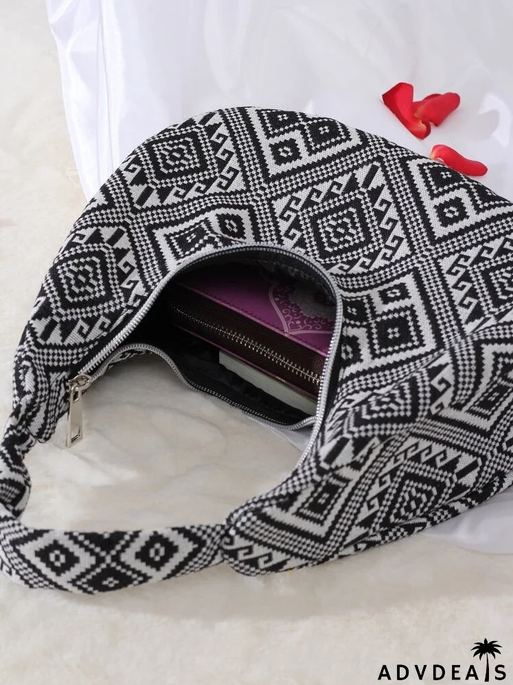 Geometric Graphic Baguette Bag