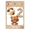 Retro Cream Caramel Cartoon Bunny Bear 0 - 9 Numbers Latex Aluminum Film Balloons Flags Package Kids Birthday Party Decors