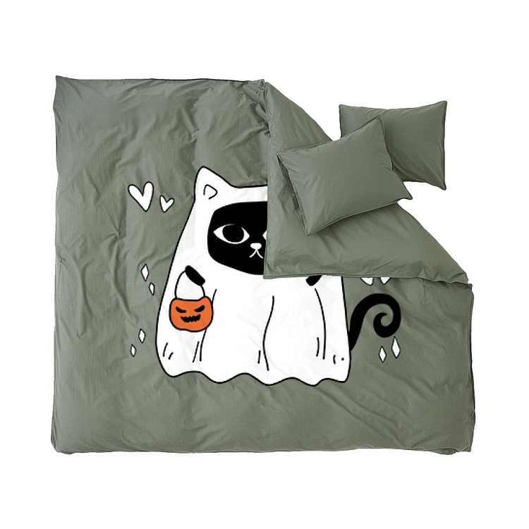 Trick Or Treating Cat, Halloween Duvet Cover Set