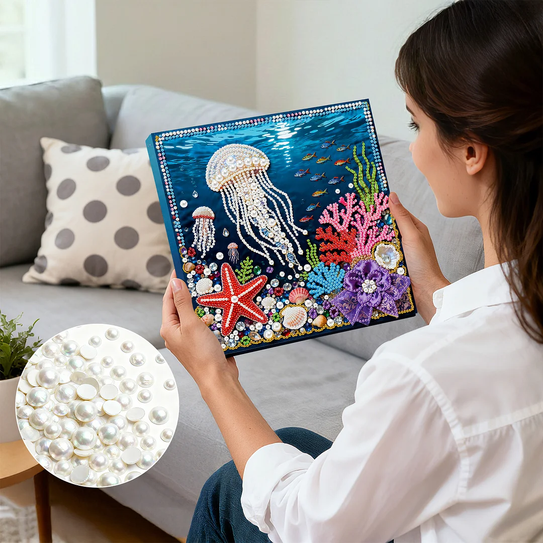 Jellyfish Art Diamond Painting Kit for Adults Home Decor 25x25cm With Frame