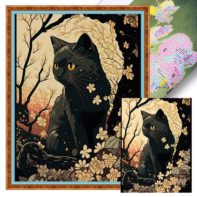 Cold Black Cat (40*55cm) 11CT Stamped Cross Stitch gbfke