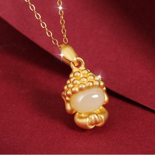 High Standard Stylish and Cute Jade Buddha Pendant Necklace with 925 Sterling Silver, Perfect Gift for Mom, Wife, or Girlfriend