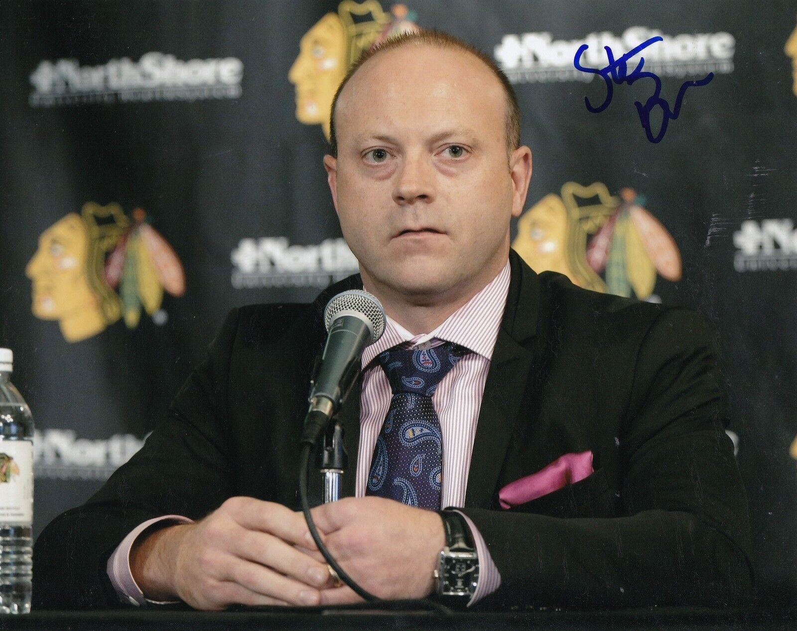 STAN BOWMAN signed (CHICAGO BLACKHAWKS) STANLEY CUP 8X10 Photo Poster painting W/COA