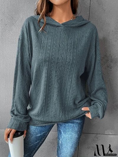 MidiSono - Textured Dropped Shoulder Hoodie