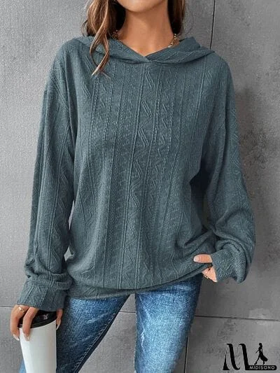 MidiSono - Textured Dropped Shoulder Hoodie