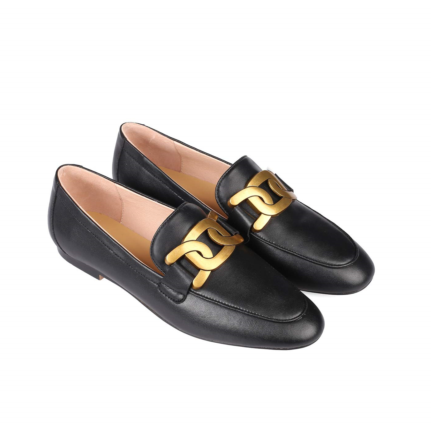 Women's Loafers Low Heel Flats Lady Work Lock Decoration Mules Shoes-vocosishoes