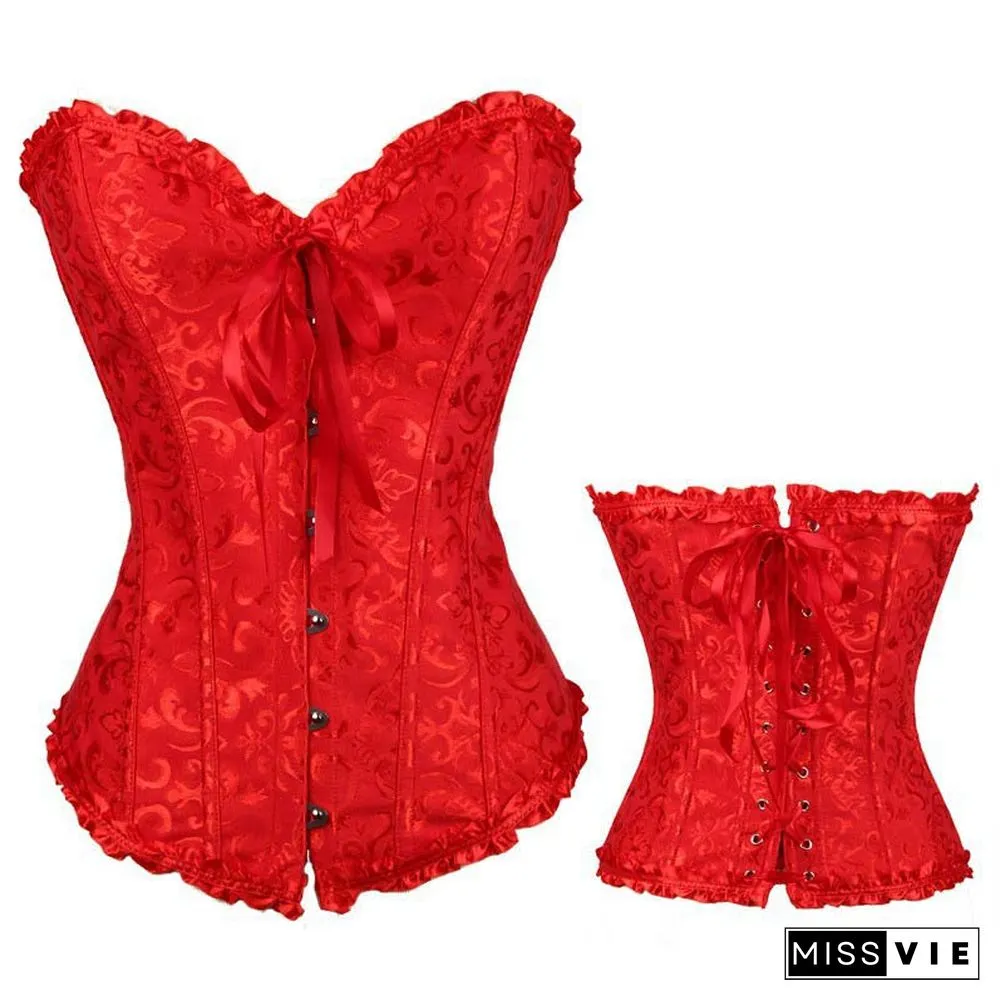 Flower Print Lace Up Corset Tops