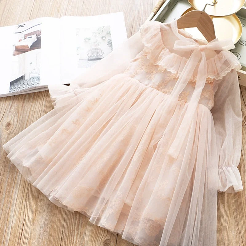 Princess Girl Dress Girls Clothes Long Sleeve Tulle Party Dresses for Girls Kids Lace Children Casual Clothing Baby Vestidos