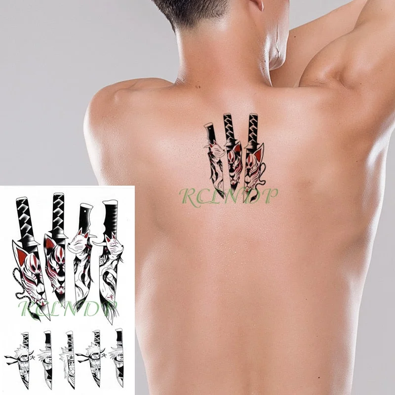 Waterproof Temporary Tattoo Sticker cartoon anime knife sexy girl cat Fake Tatto Flash Tatoo big size tattoos for Women Men