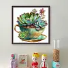 Teacup Succulent-Partial 11CT Stamped Cross Stitch Bead Embroidery 36*36cm/14.17*14.17in tapestrymarket